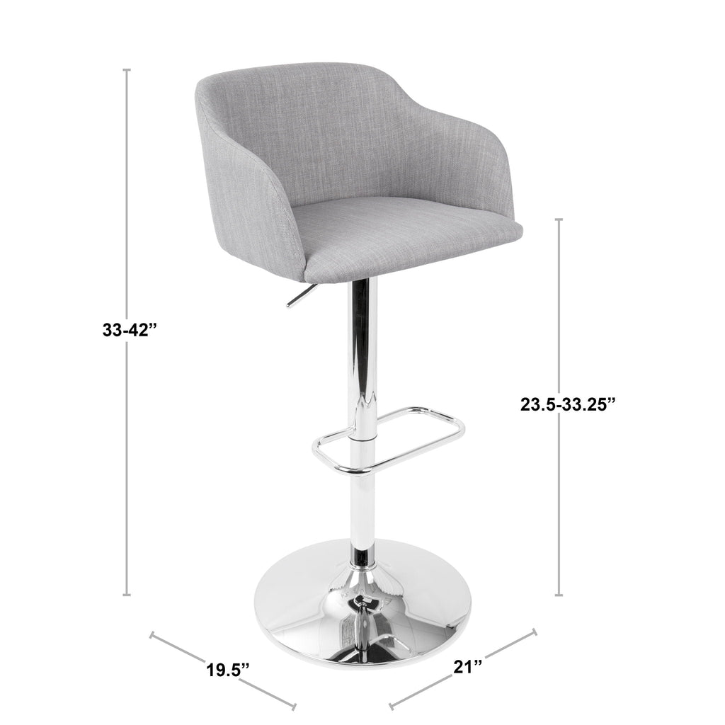 Daniella - Contemporary Adjustable Barstool With Swivel - Light Gray