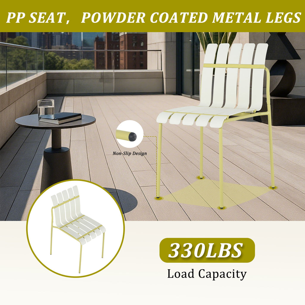 4 Piece Set Of Modern Color Block Designed Single Chairs With Round Table