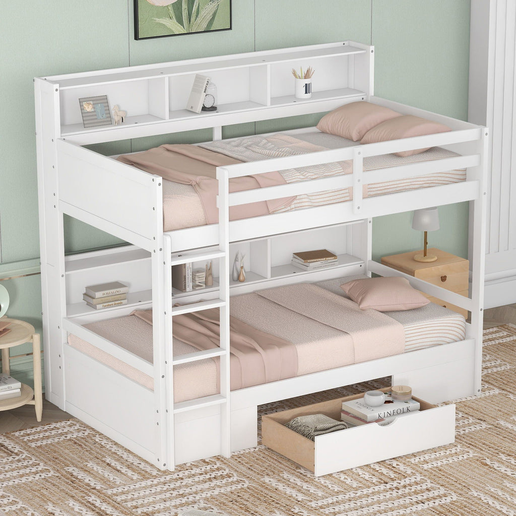 Carolee - Twin Size Bunk Bed With Built-In Shelves