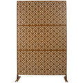 Freestanding Decorative Privacy Screen For Deck Balcony Patio, Metal Privacy - Brown