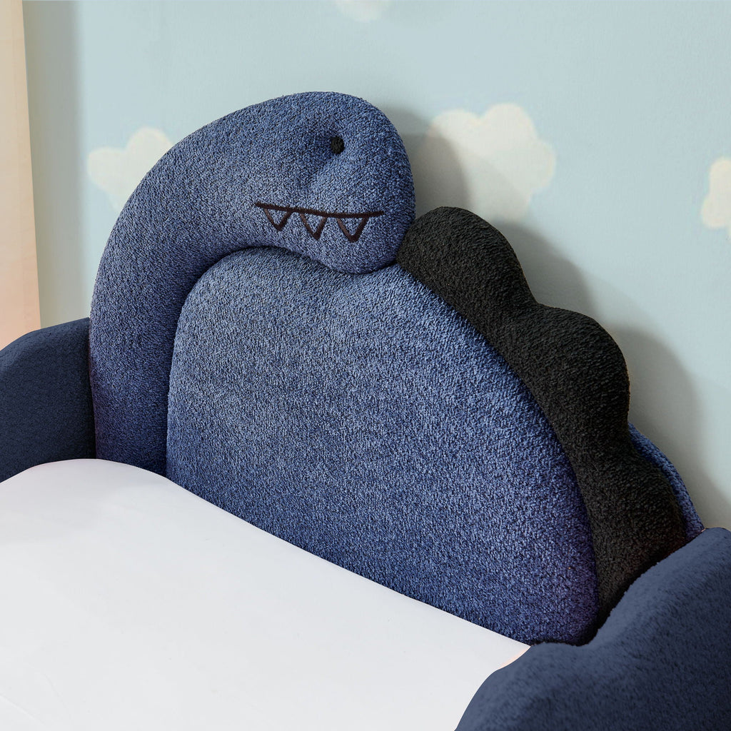 Cute Dinosaur Shaped Bed With Safety Guardrail, Toddler Frame