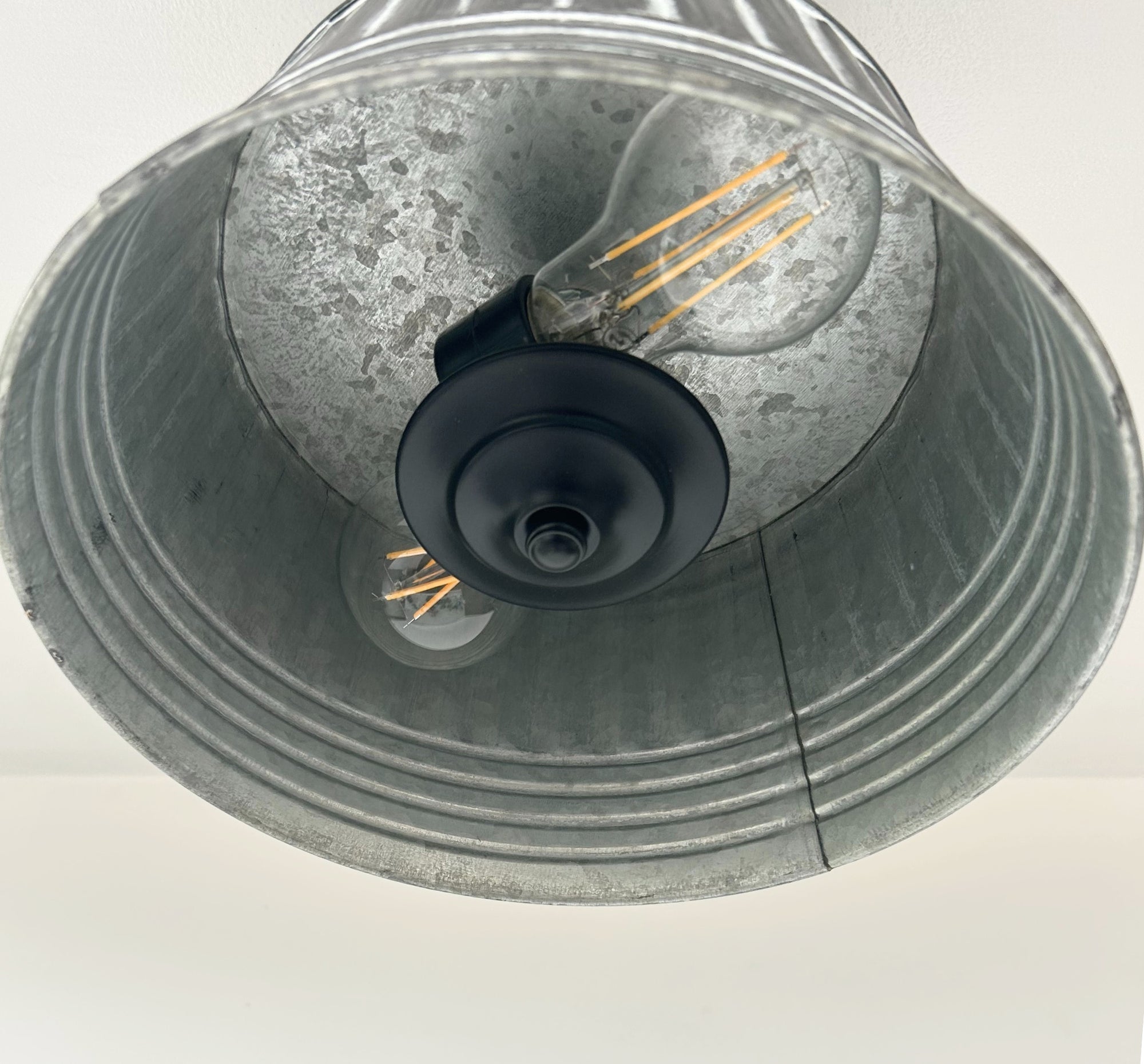Gray Ribbed Galvanized Ceiling Light