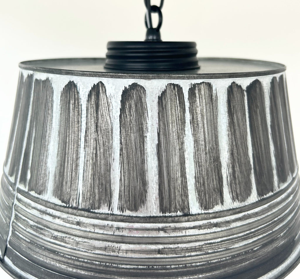 Gray Ribbed Galvanized Ceiling Light