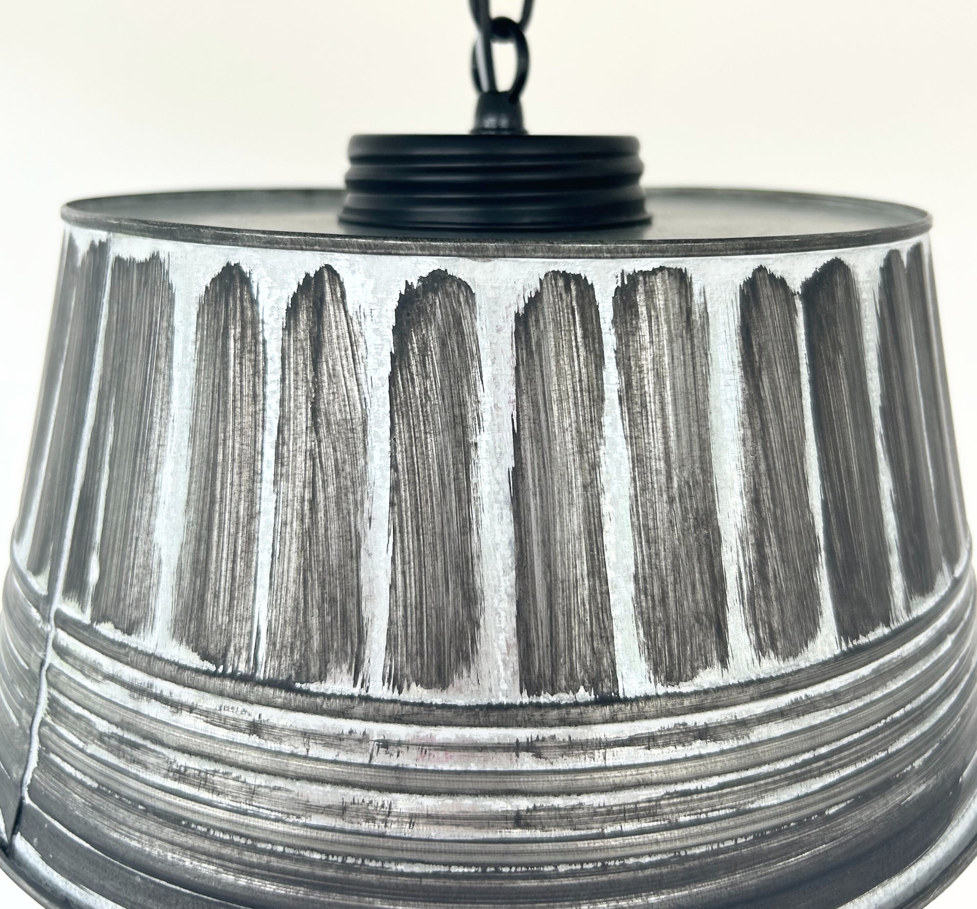 Gray Ribbed Galvanized Ceiling Light