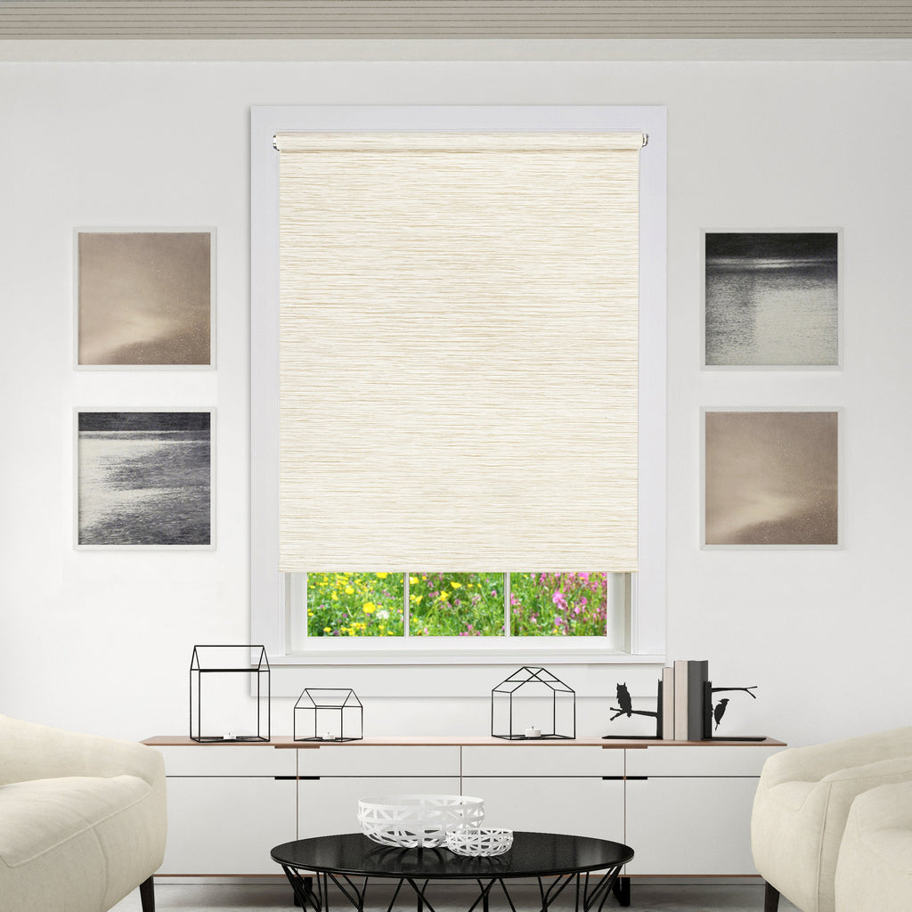 Privacy Jute Shade - Linen, Cordless, Natural Fiber, Wide Width, Decorative Window Treatment - 66x72