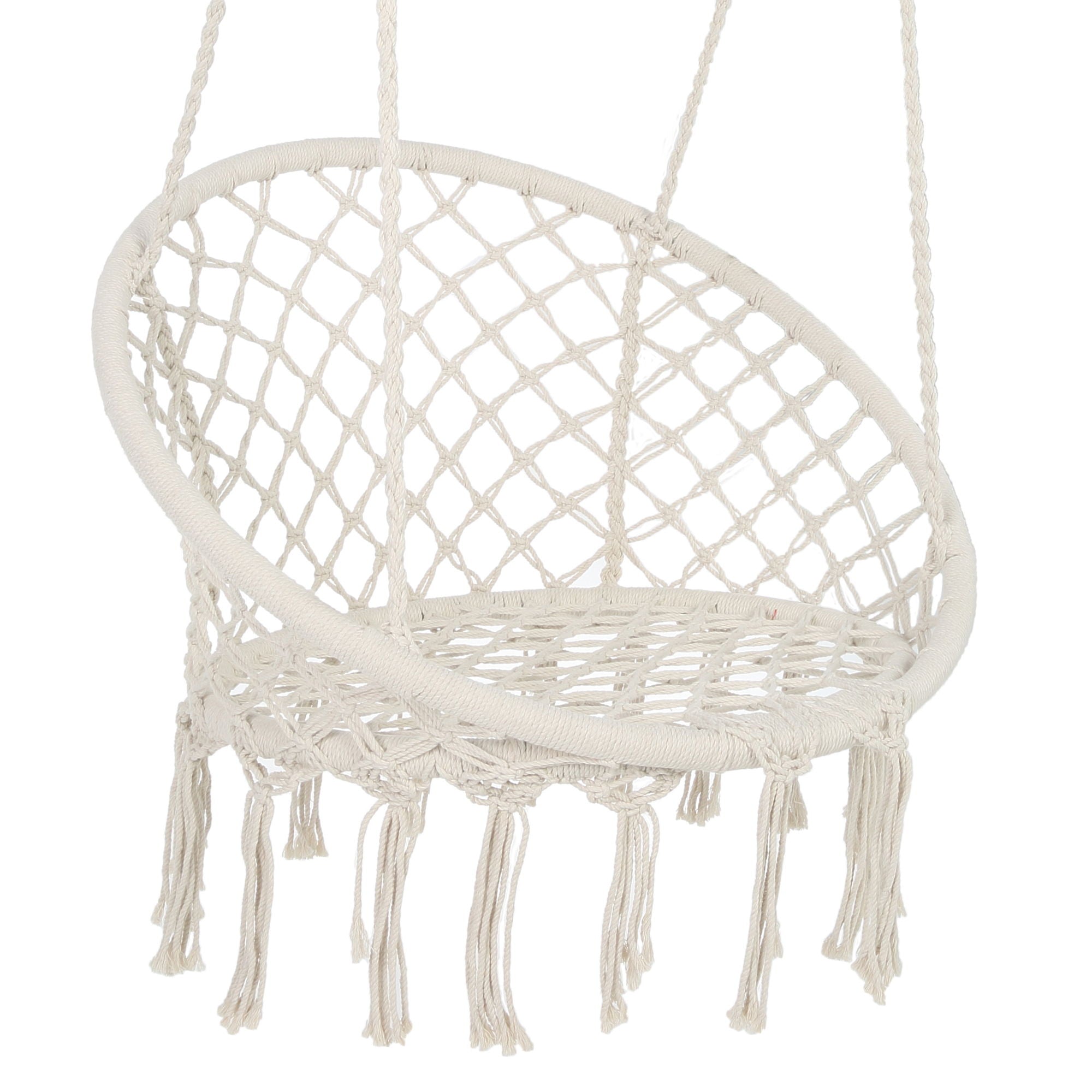 Macrame Hanging Hammock Chair, Rope Swing For Indoor And Outdoor Use