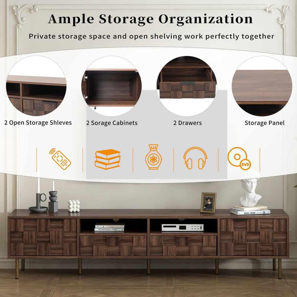 TV Stand With 2 Drawers, Media Console Table, Storage Cabinet With Cable Management