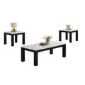 Modern 3 Piece Living Room Table Set With Faux Marble Top Wooden - Black / White