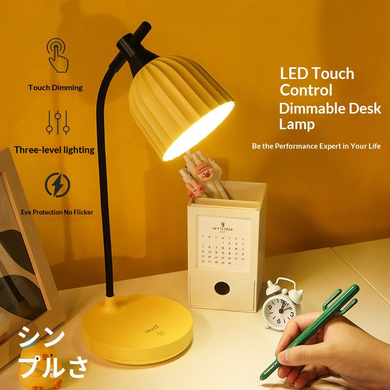 Creative Fashionable And Simple Touch-Activated Charging LED Dimmable Desk Lamp USB Rechargeable LED Folding Desk Lamp Eye Protection Touch Dimmable Reading Table Lamp Led Light 3 Color Modes Decorative Table Lamp Cute Study Lamps for Bedroom Décor