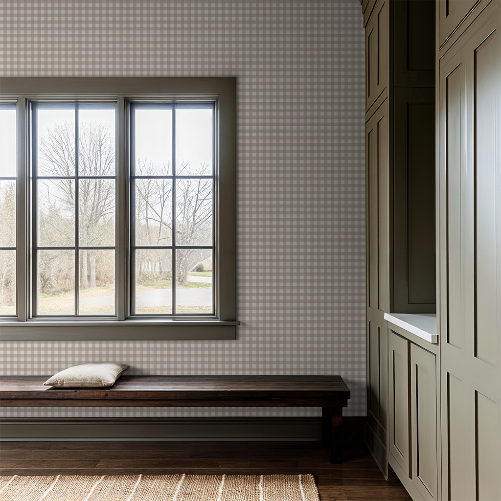 Willowside Gingham (Tan) Wallpaper