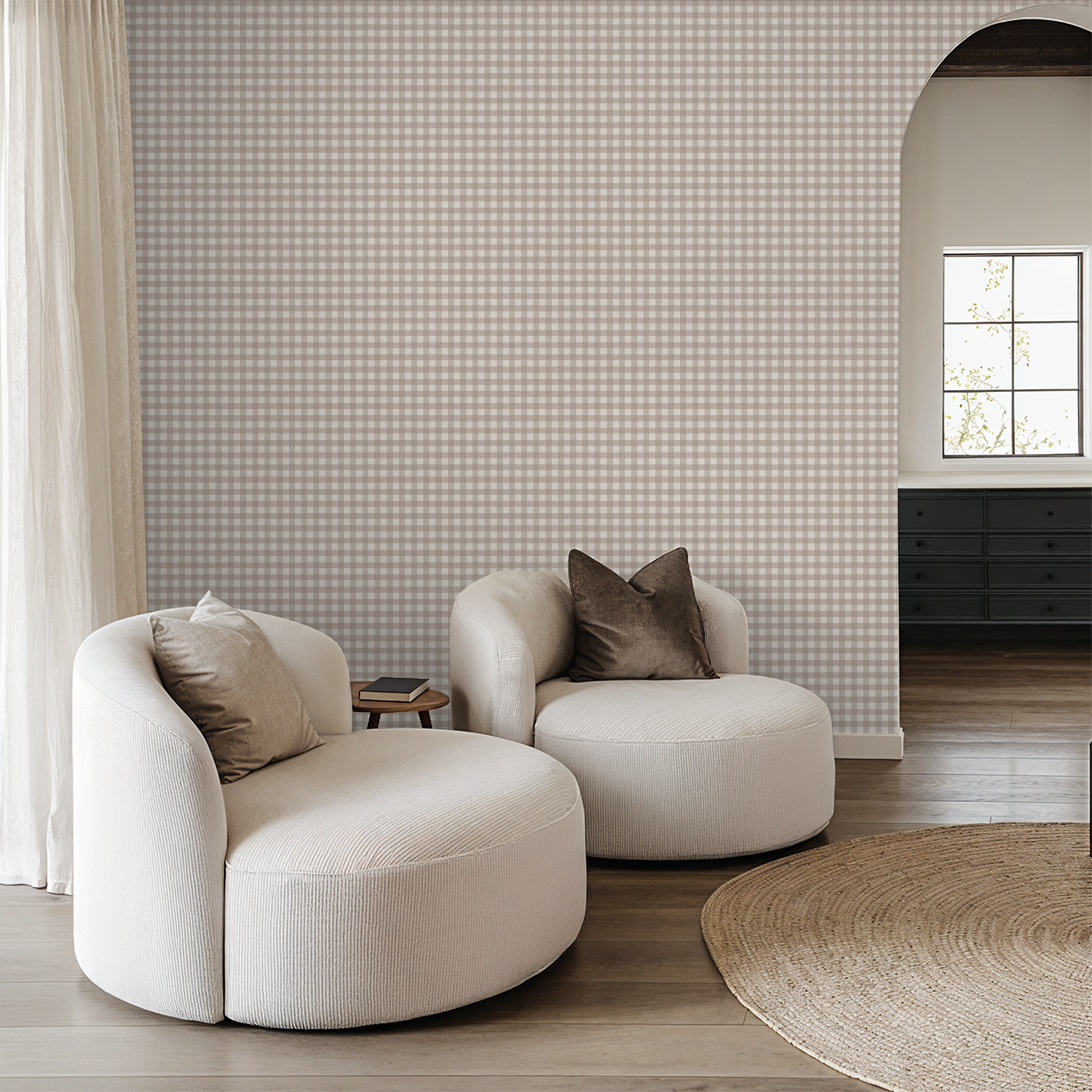 Willowside Gingham (Tan) Wallpaper