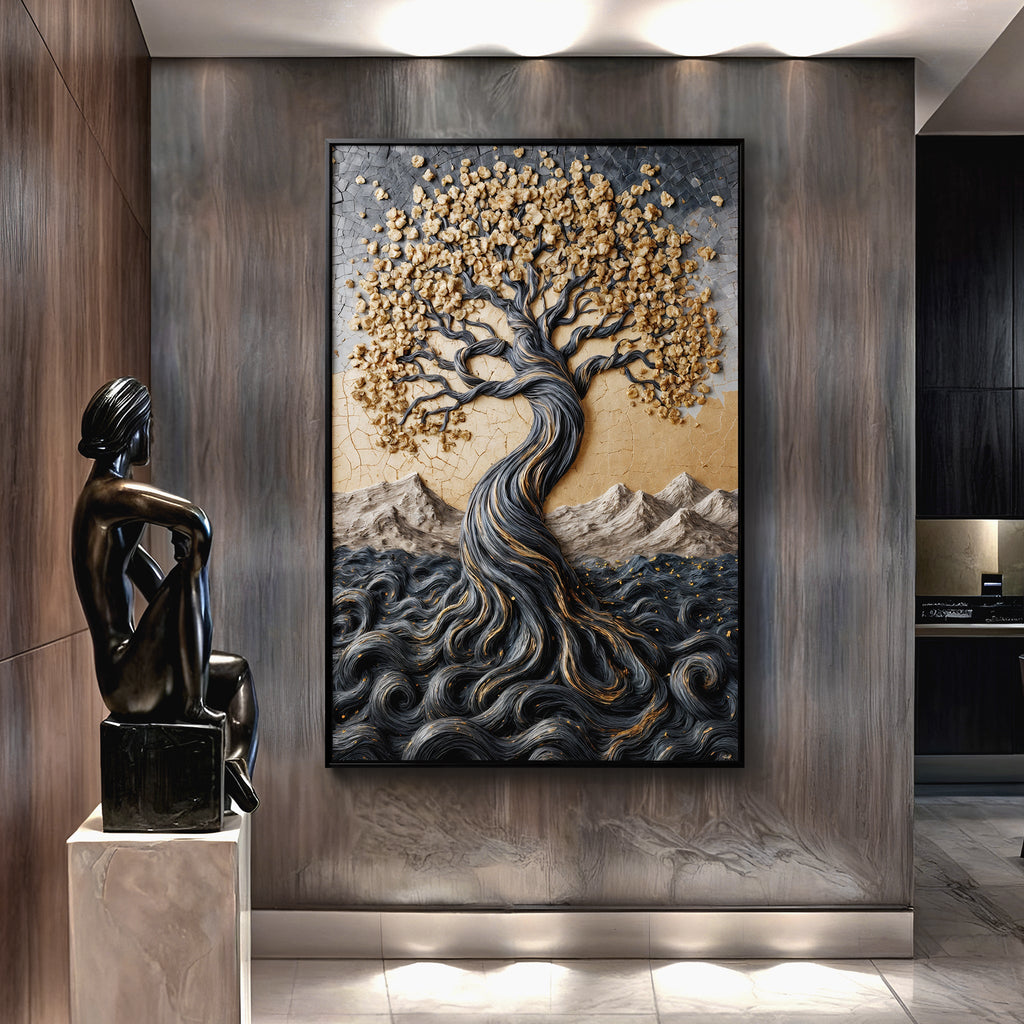 Golden Tree of Life Minimalist Wall Art