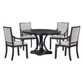 5 Piece Dining Set Extendable Round Table And 4 Chairs - Black / Oak