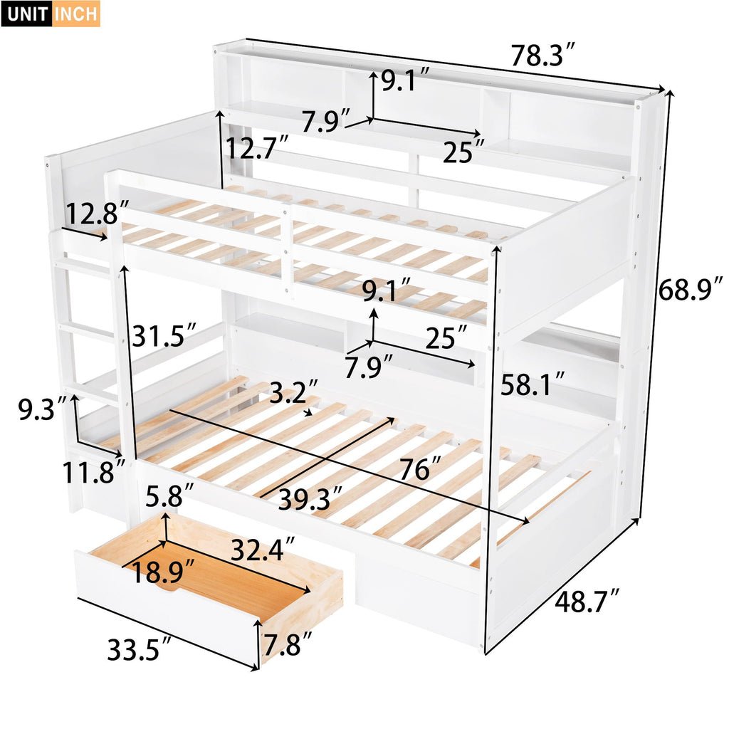 Carolee - Twin Size Bunk Bed With Built-In Shelves
