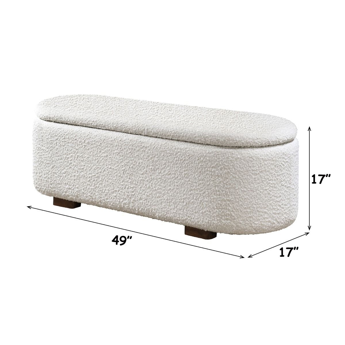 Sandro - Bench With Storage - Beige Boucle & Walnut