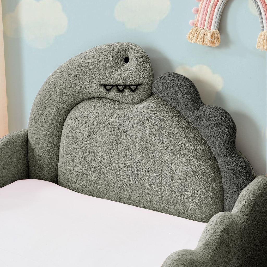 Cute Dinosaur Shaped Bed With Safety Guardrail, Toddler Frame