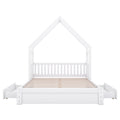 House Style Platform Bed With Guardrail And 2 Drawers