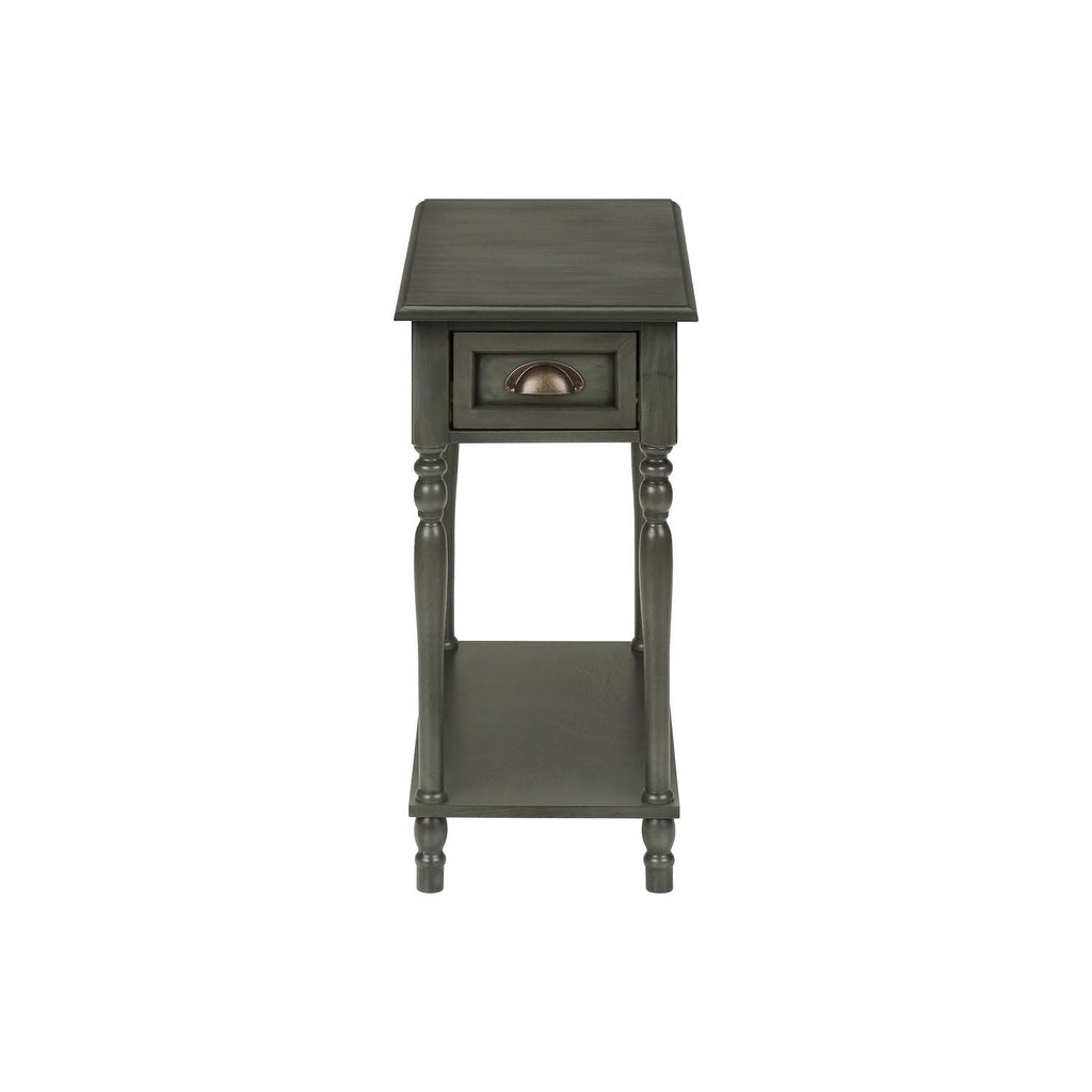 Accent Side Table, 2 Tier, Storage Drawer, Stylish Traditional Design