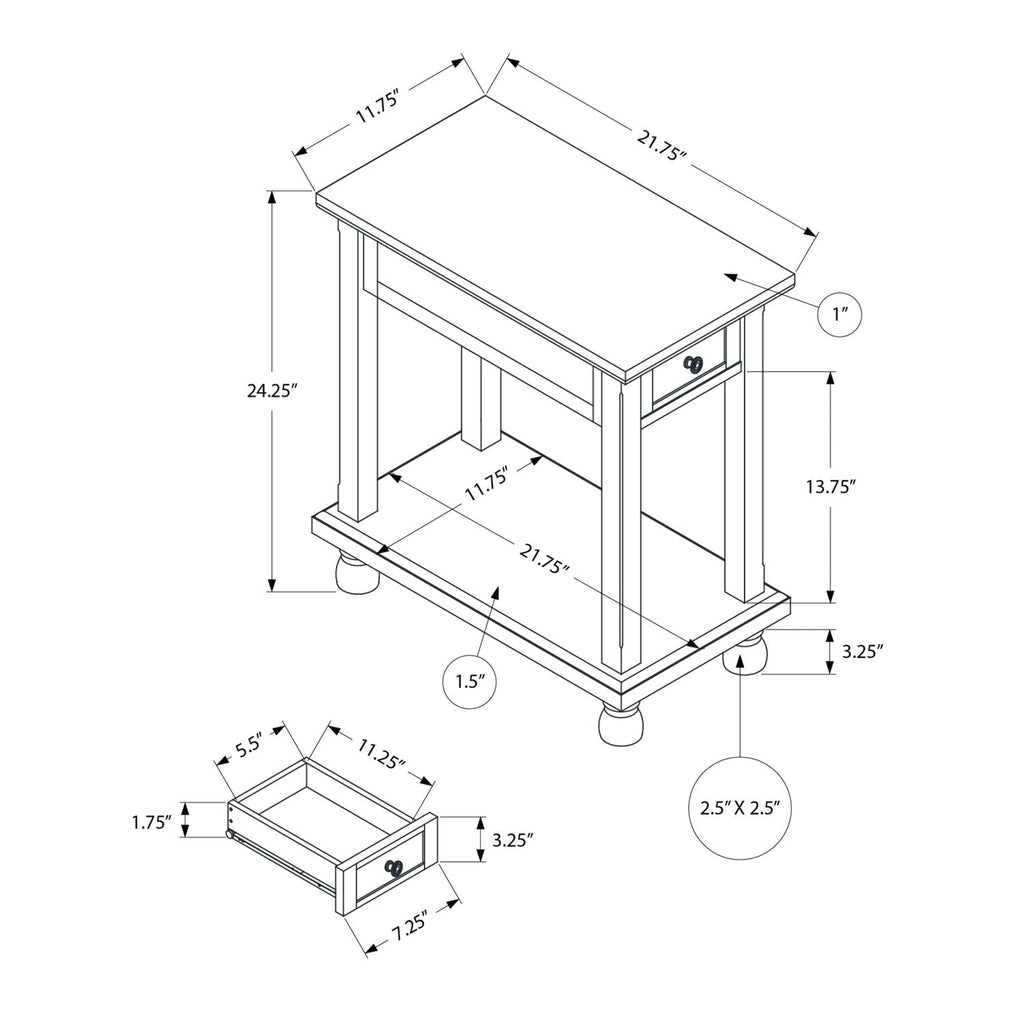 Accent End Table, Storage Drawer, Traditional - Espresso