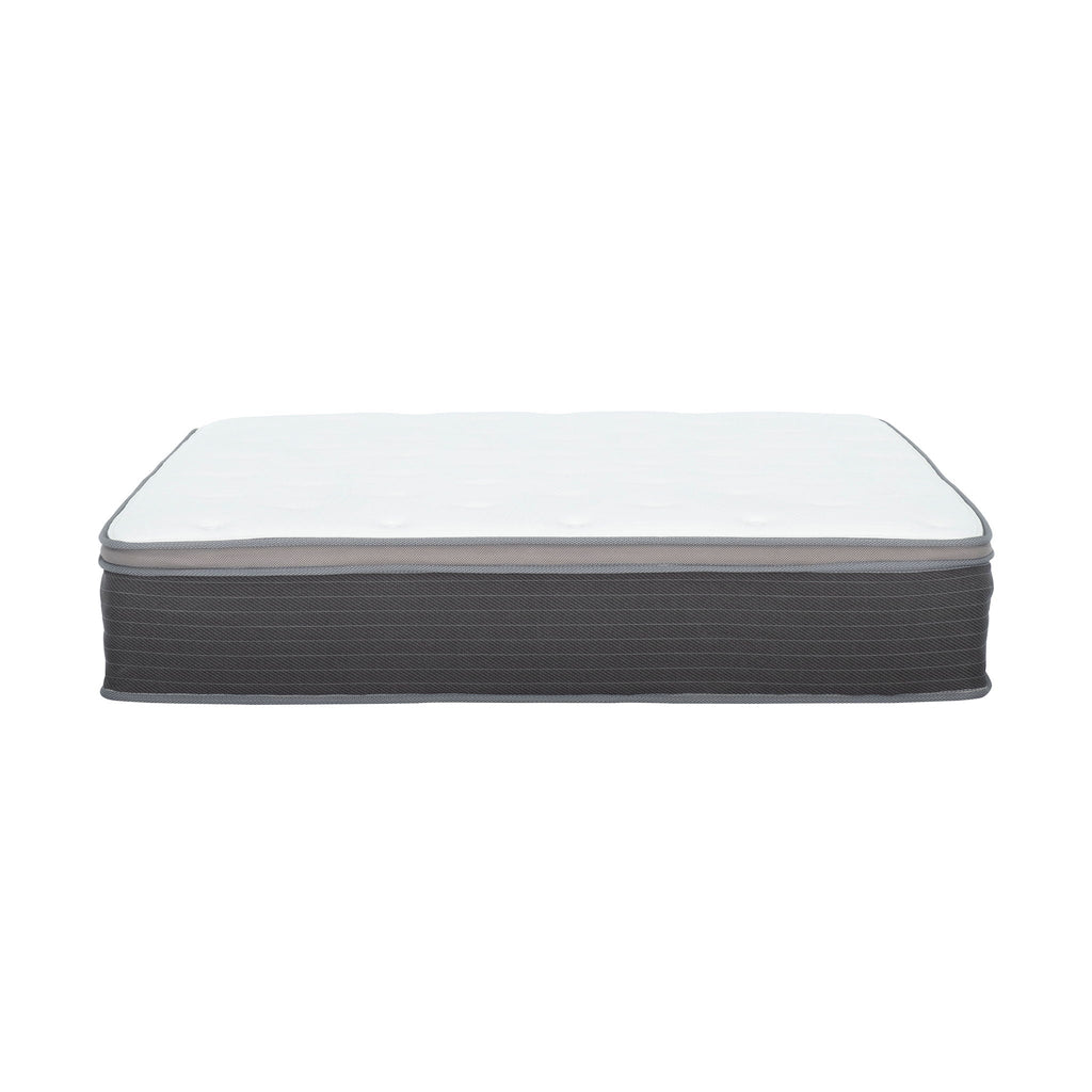 12'' Hybrid Mattress In A Box, Plush Gel Memory Foam Mattress Top With Pocket Coil Base - Gray / White - Queen