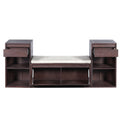 Entryway Storage Bench With Cushion, Drawers & Open Shelves