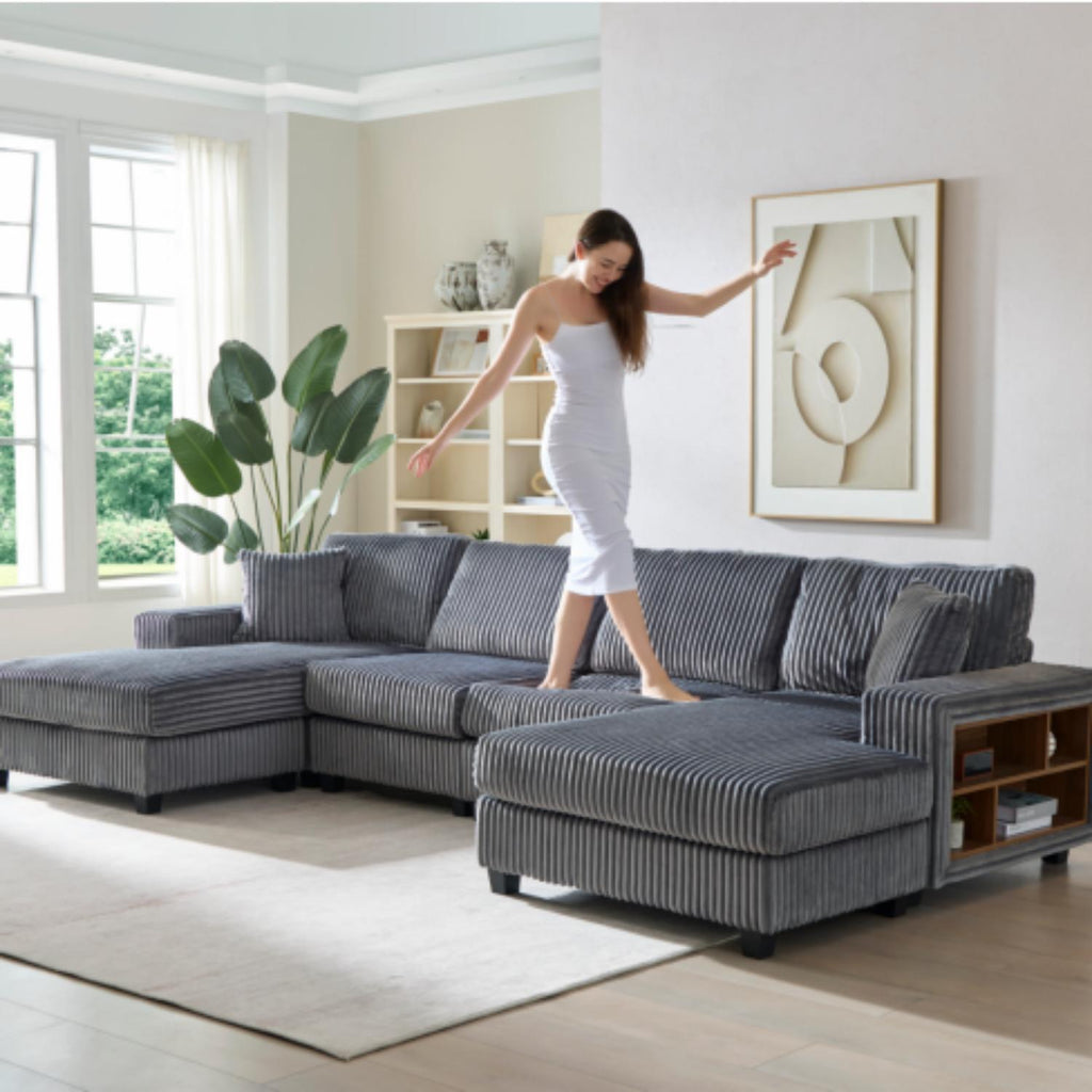 U-Shaped Convertible Sofa, 4 Seater Large Living Room Lounge