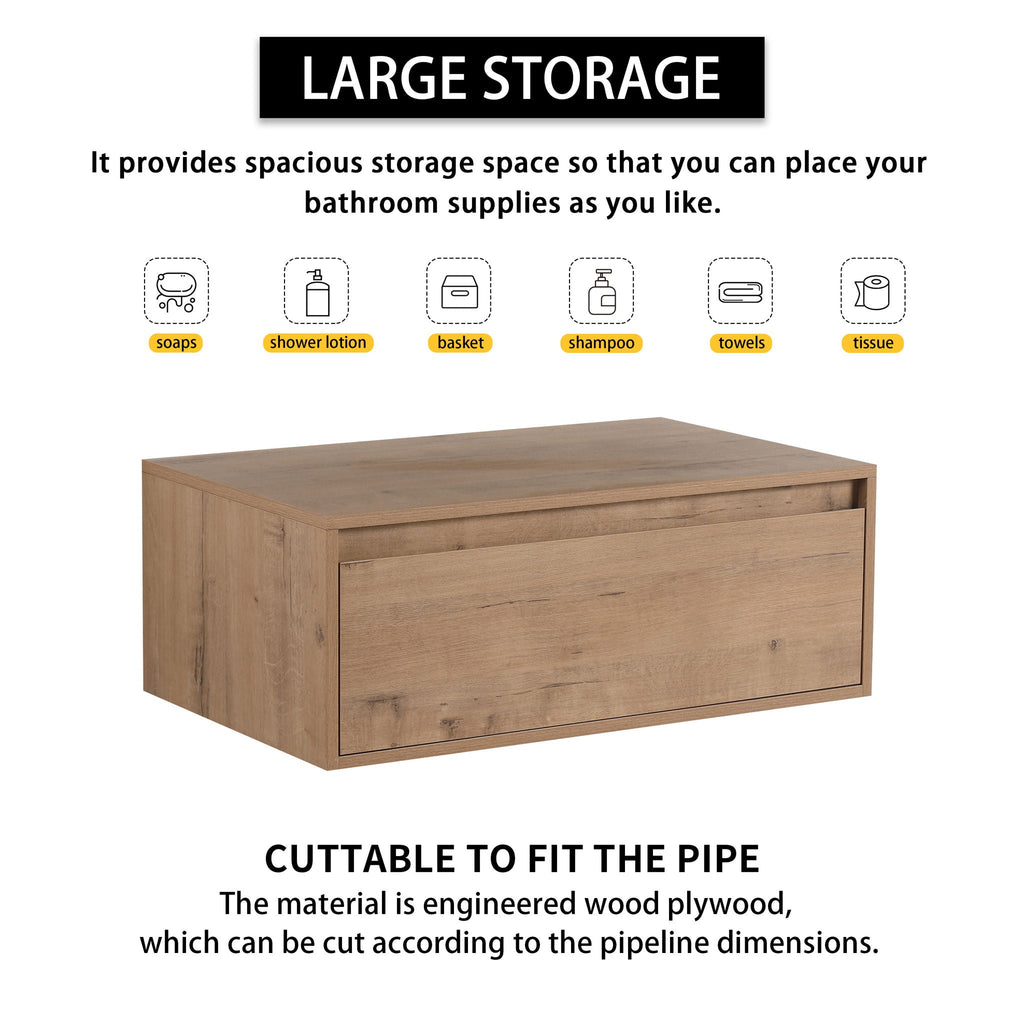 Modern Minimalist Bathroom Cabinet With Soft Close Drawers And Floating Mounting Design