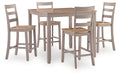 Harperfeld - Dining Room Counter Table Set (Set of 5) - Natural / Gray