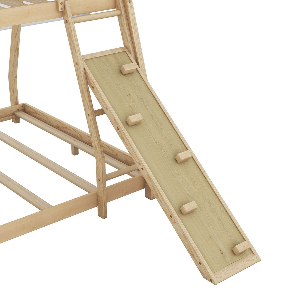 Georgiana - Twin Over Queen House Bunk Bed With Climbing Nets And Climbing Ramp
