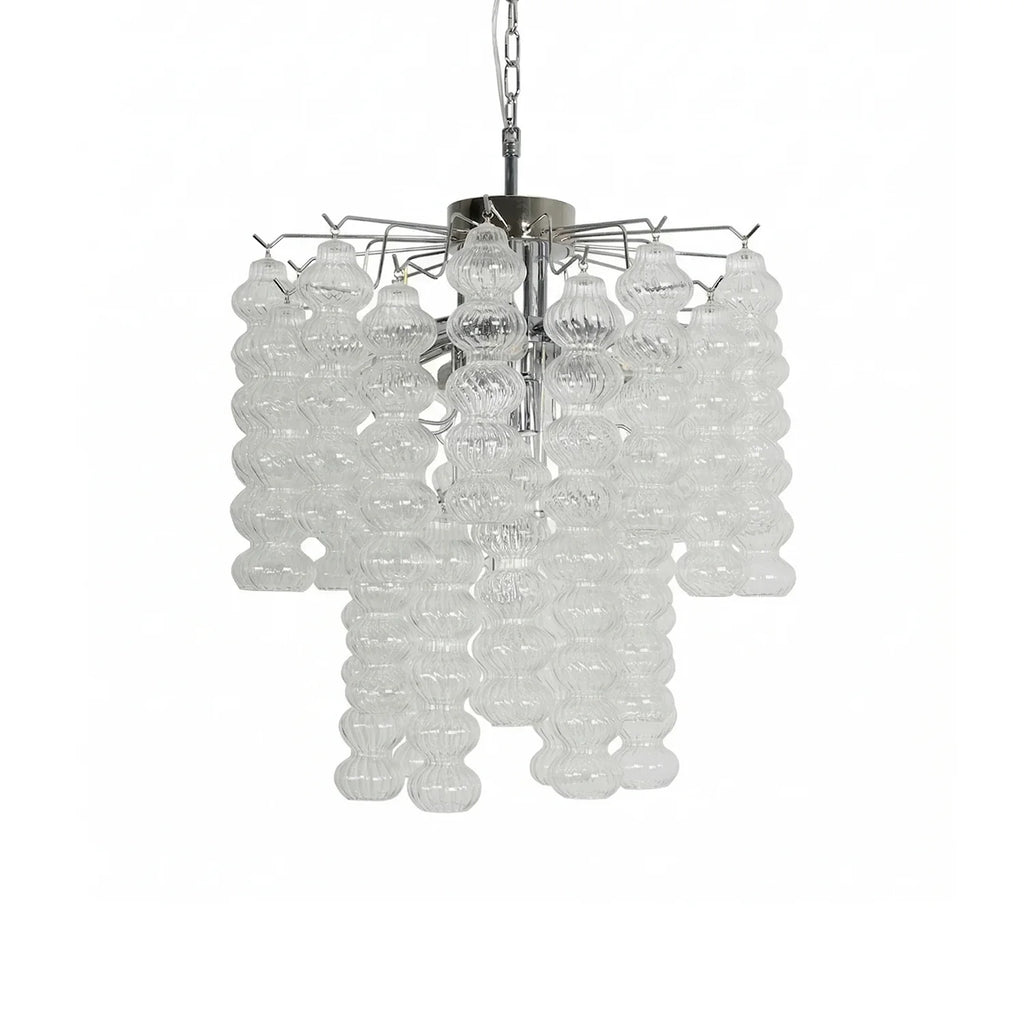 Beaded Vertical Textured Glass Chandelier