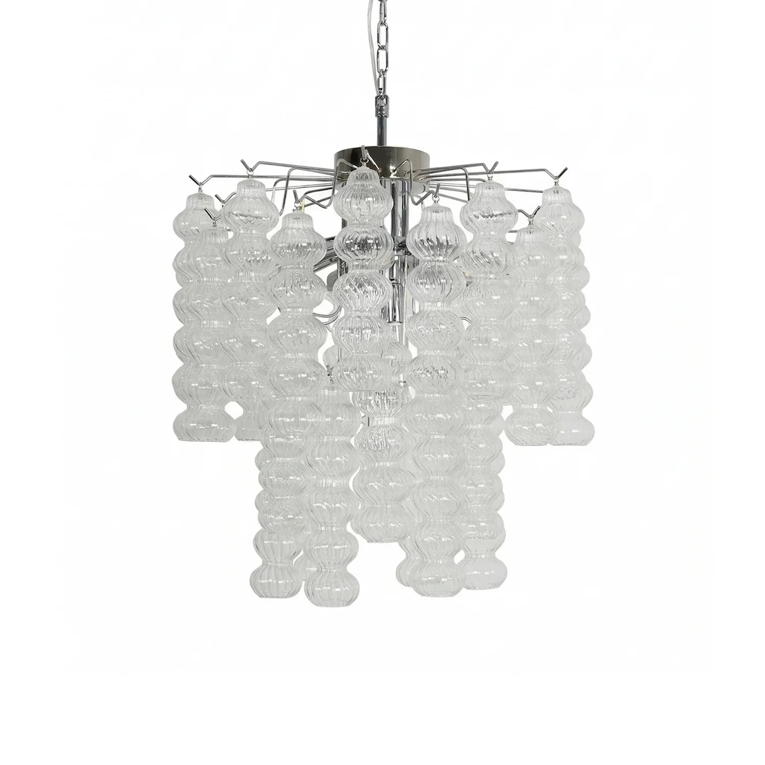 Beaded Vertical Textured Glass Chandelier
