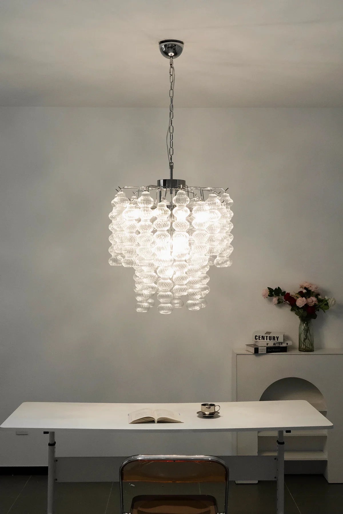 Beaded Vertical Textured Glass Chandelier