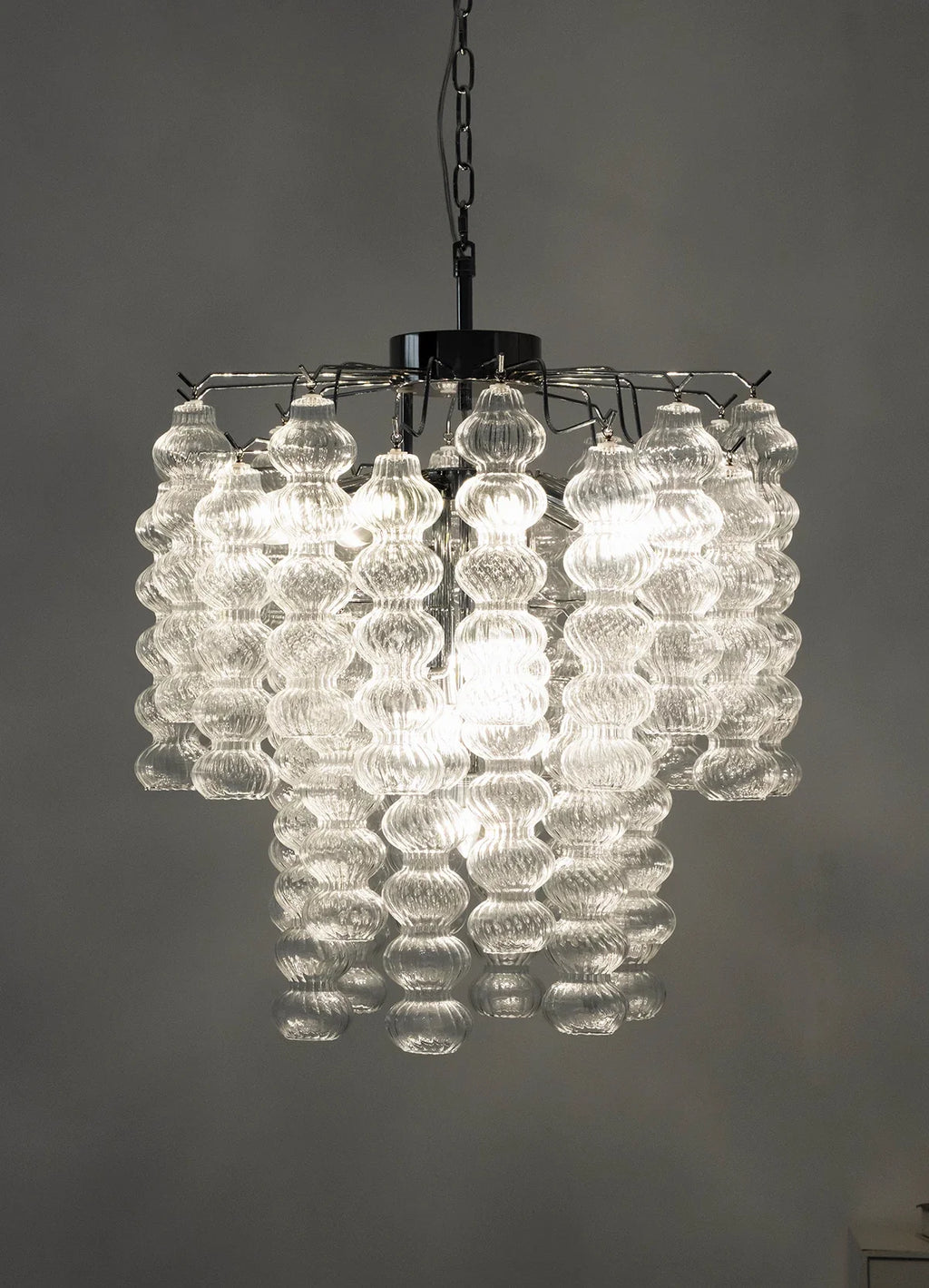 Beaded Vertical Textured Glass Chandelier
