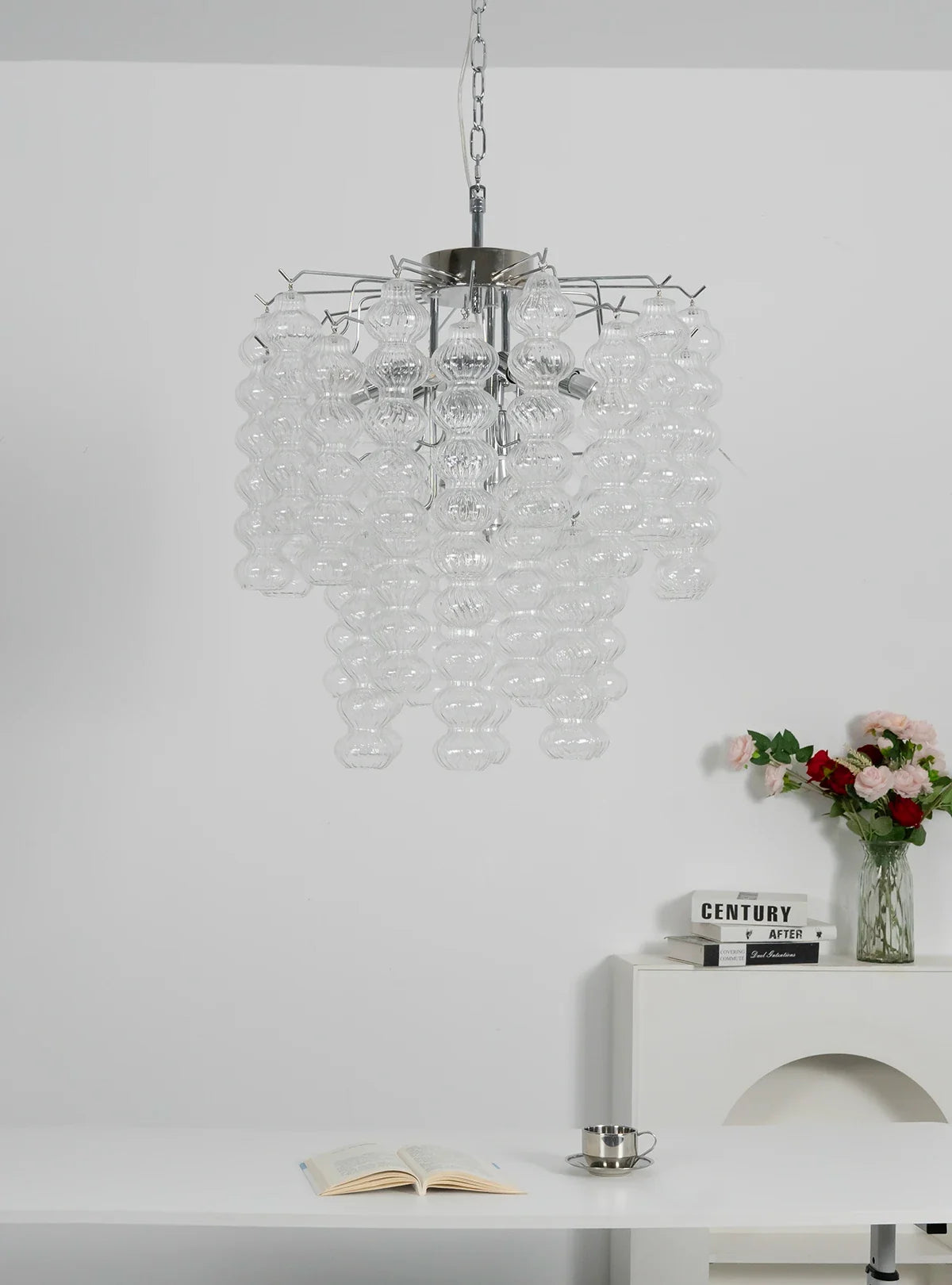Beaded Vertical Textured Glass Chandelier