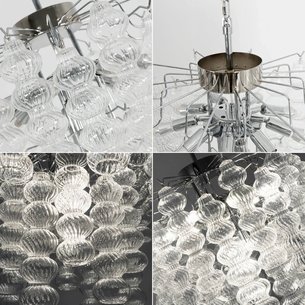 Beaded Vertical Textured Glass Chandelier
