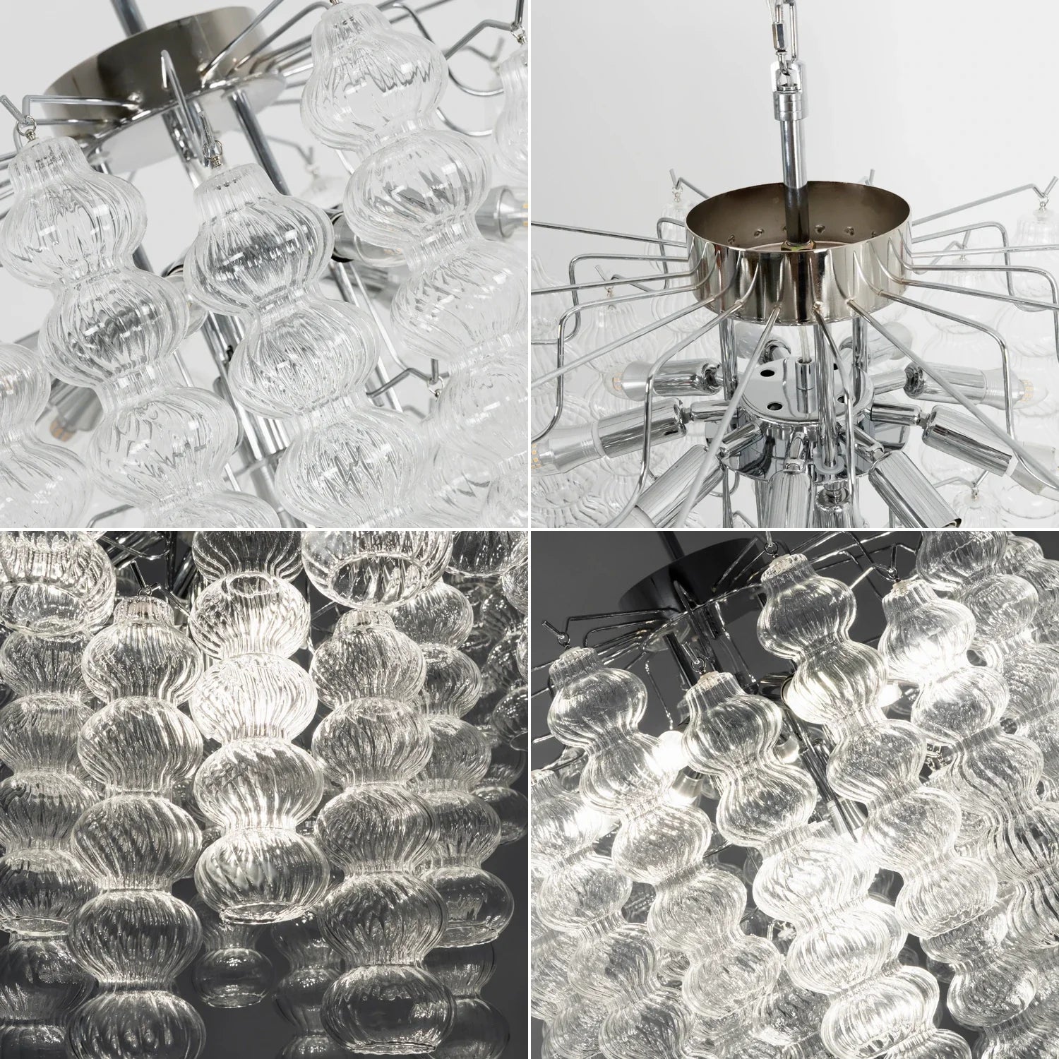 Beaded Vertical Textured Glass Chandelier