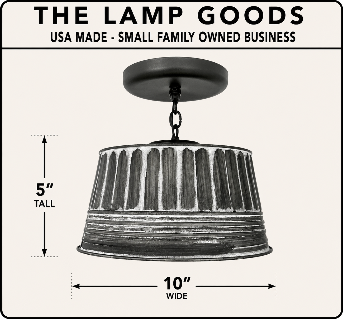 Gray Ribbed Galvanized Ceiling Light
