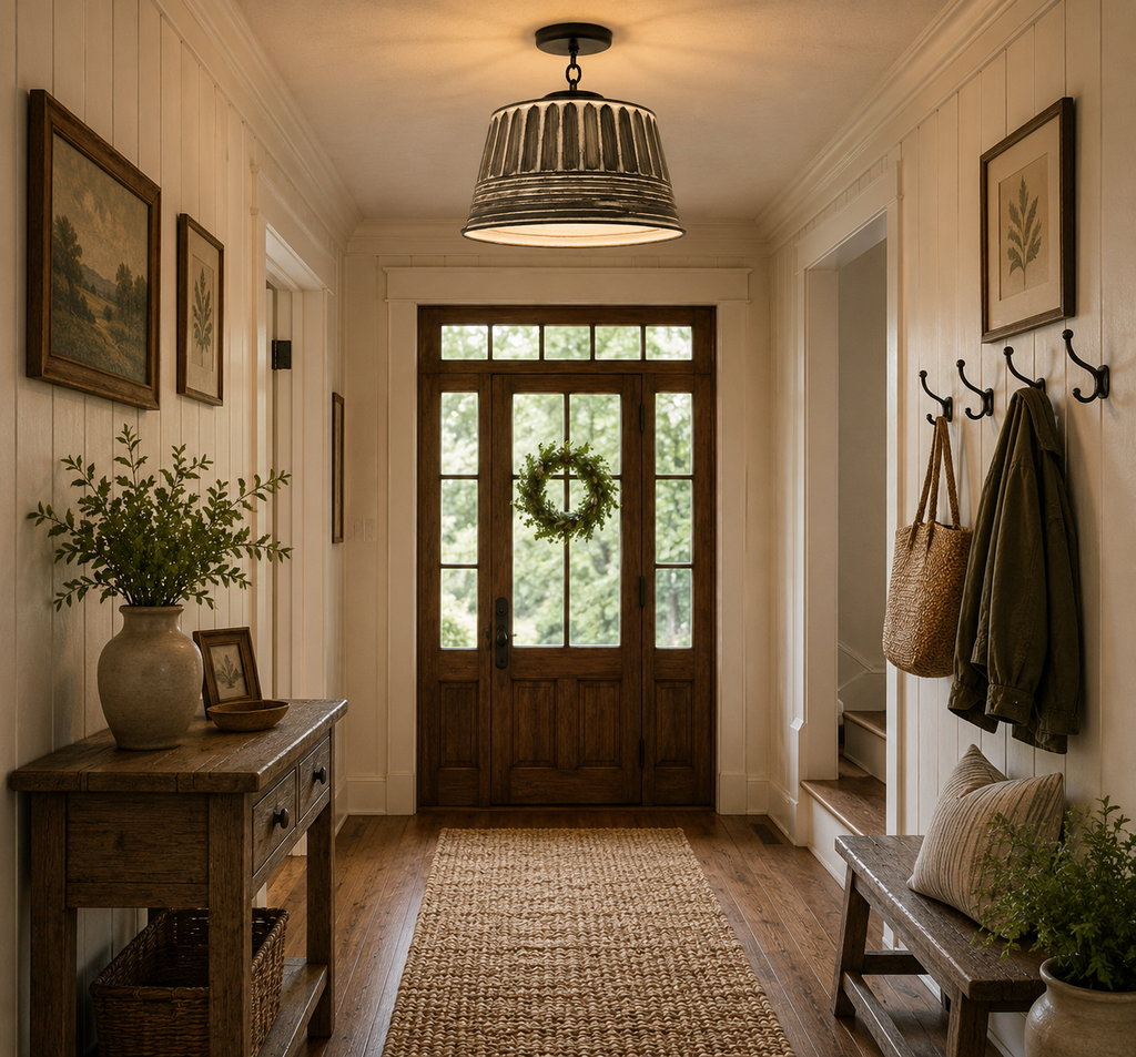 Gray Ribbed Galvanized Ceiling Light