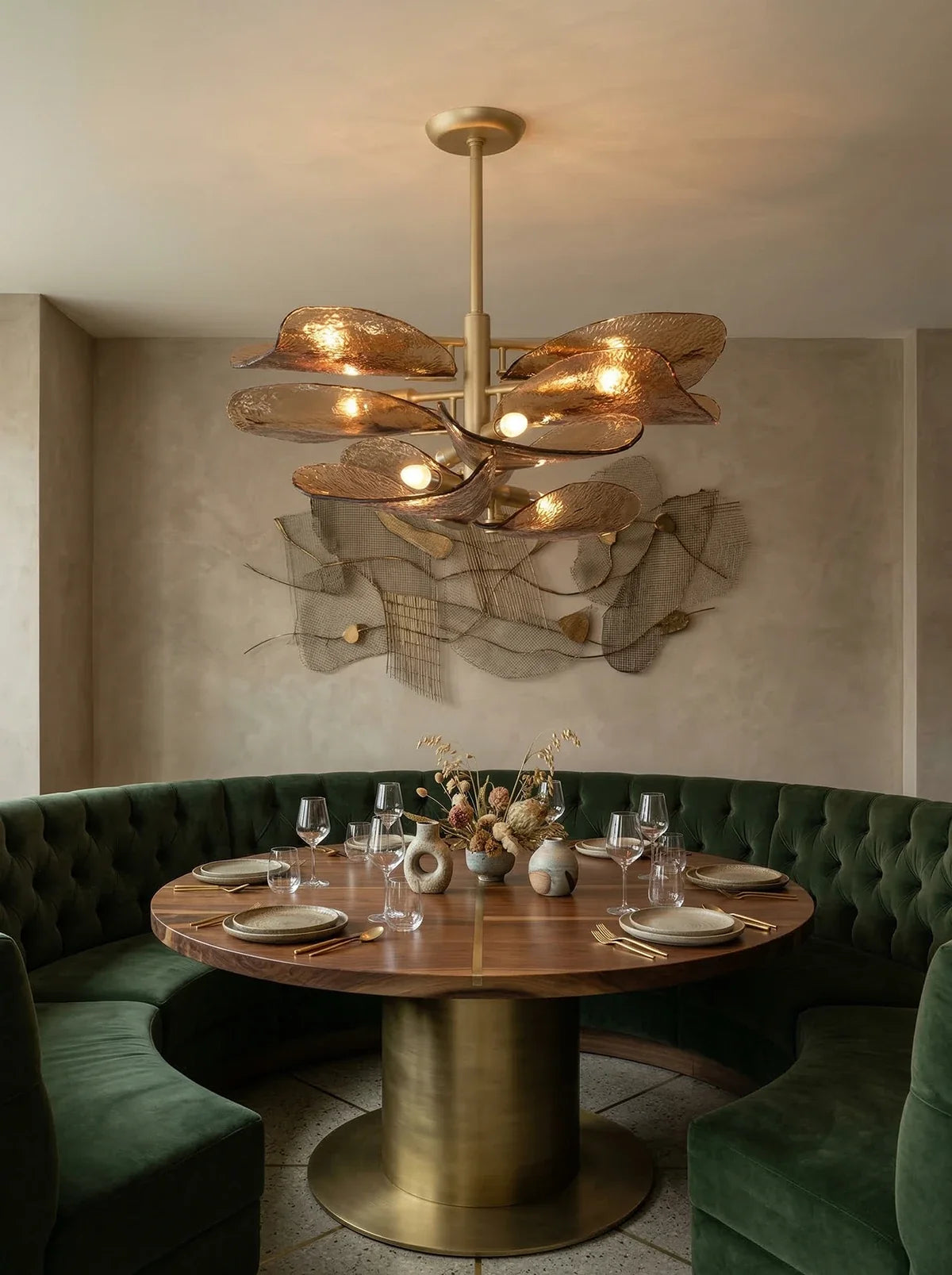 Cloud-Shaped Layered Amber Chandelier