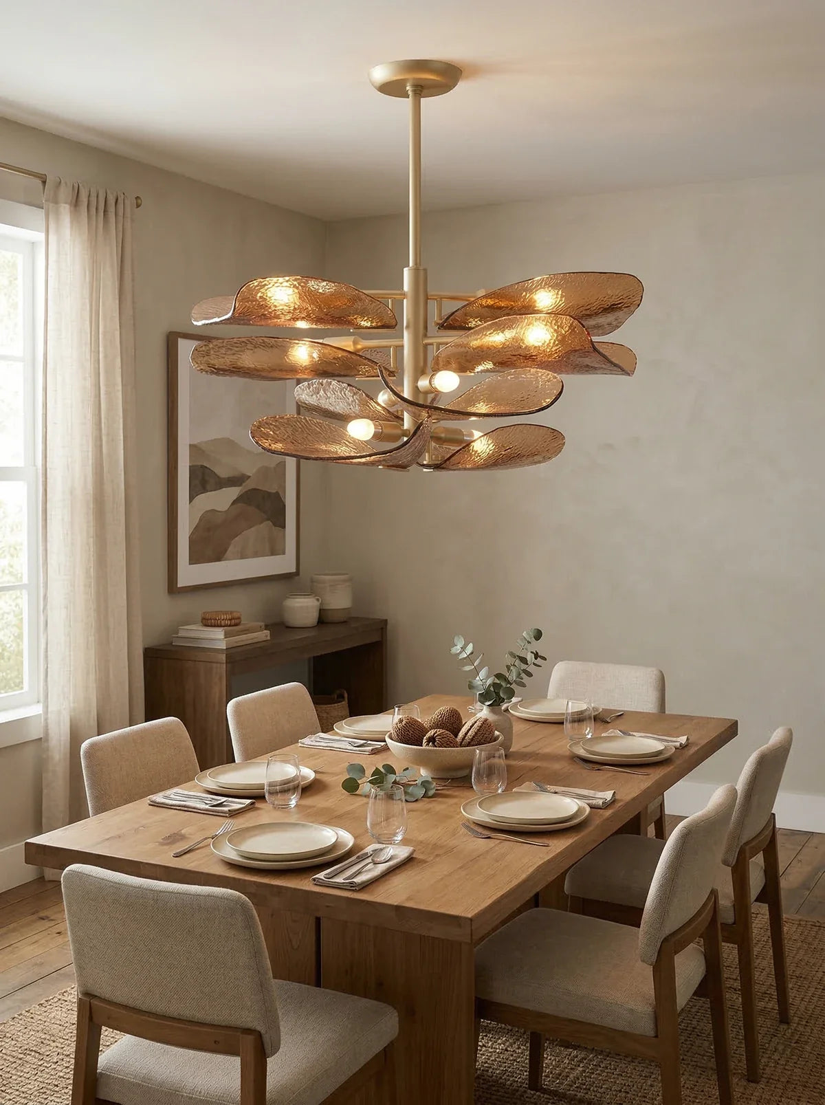 Cloud-Shaped Layered Amber Chandelier