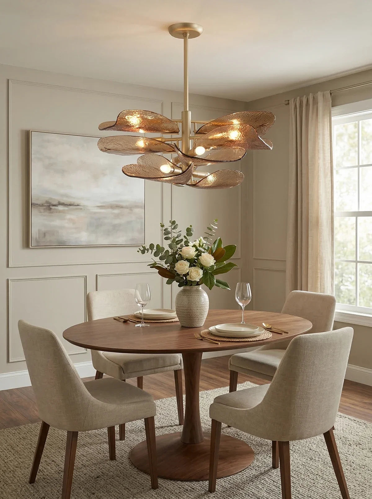 Cloud-Shaped Layered Amber Chandelier