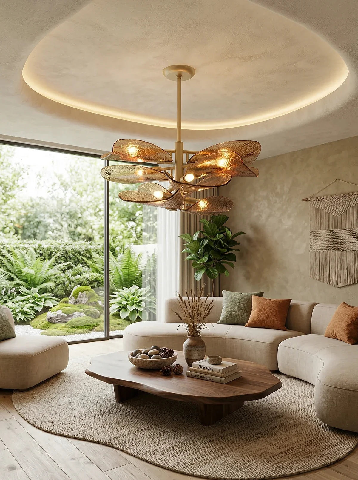 Cloud-Shaped Layered Amber Chandelier