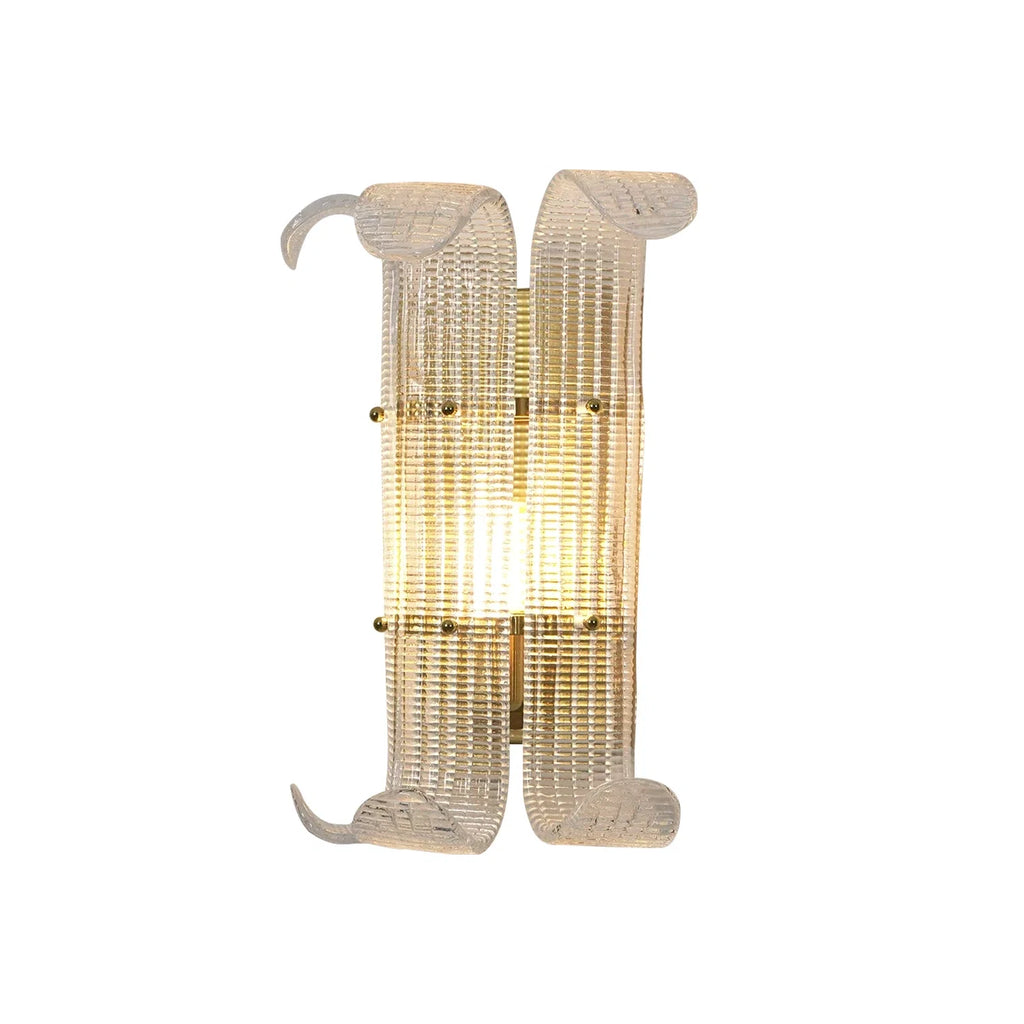 Curved Ribbed Glass Texture Wall Lamp