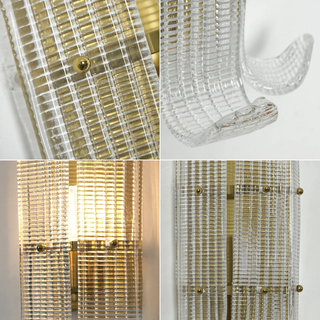 Curved Ribbed Glass Texture Wall Lamp