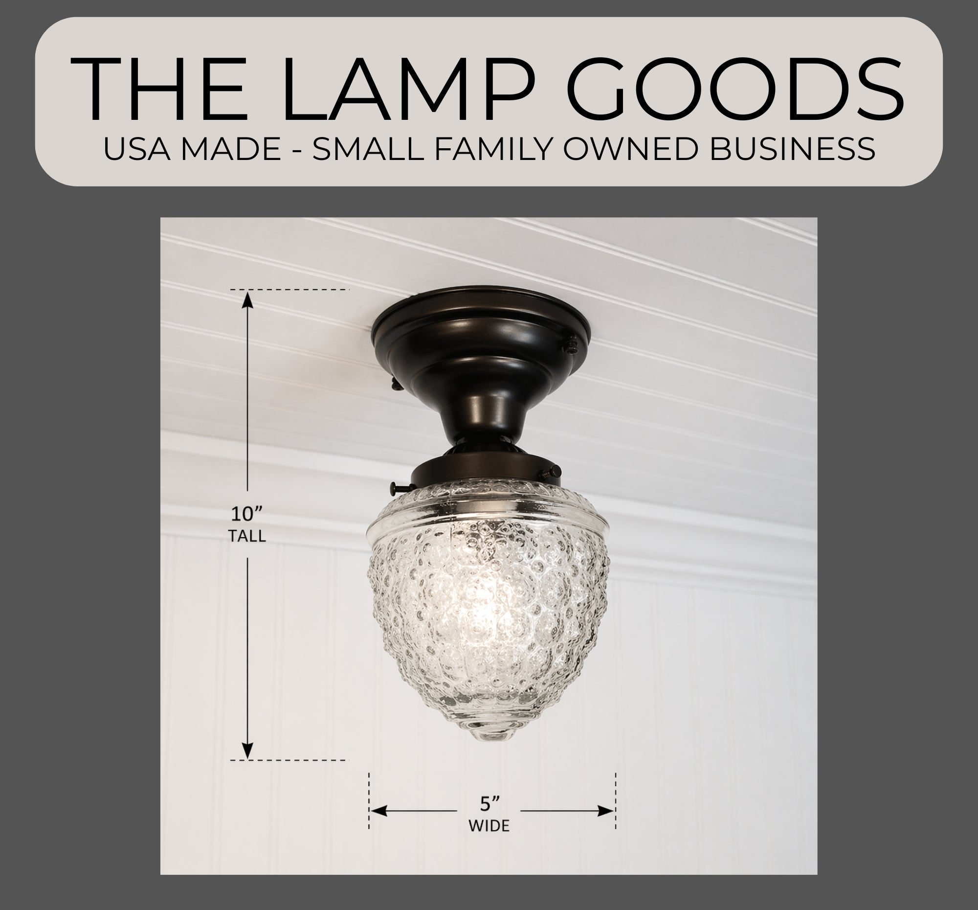 Antique Acorn Glass Flush Mount | 5" Ceiling Light