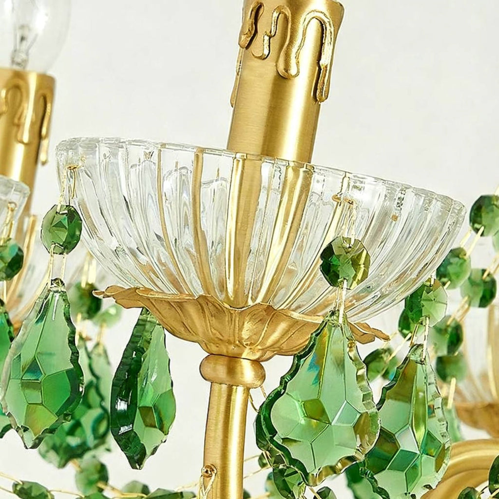 French Retro Green Crystal Chandelier