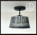 Gray Ribbed Galvanized Ceiling Light