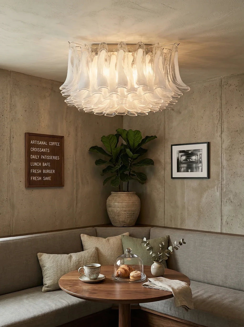 Murano Style Glass Petal Ceiling Light