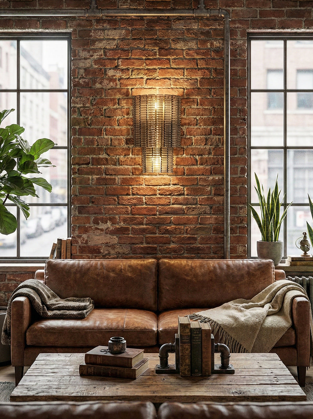 Ribbed Smoky Gray Glass Layered Wall Lamp