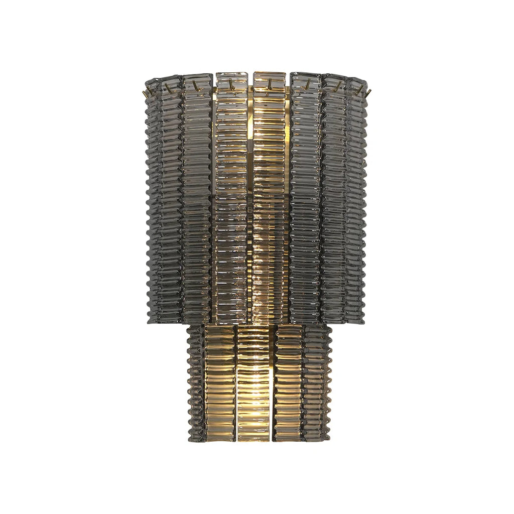 Ribbed Smoky Gray Glass Layered Wall Lamp